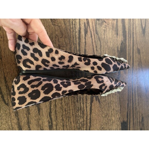 Zara EMBELLISHED ANIMAL PRINT BALLET FLATS Size 38 Rhinestone - Picture 5 of 7